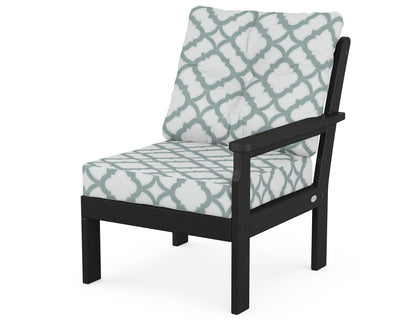 POLYWOOD® Vineyard Modular Right Arm Chair in Black / Trellis Glacier Spa