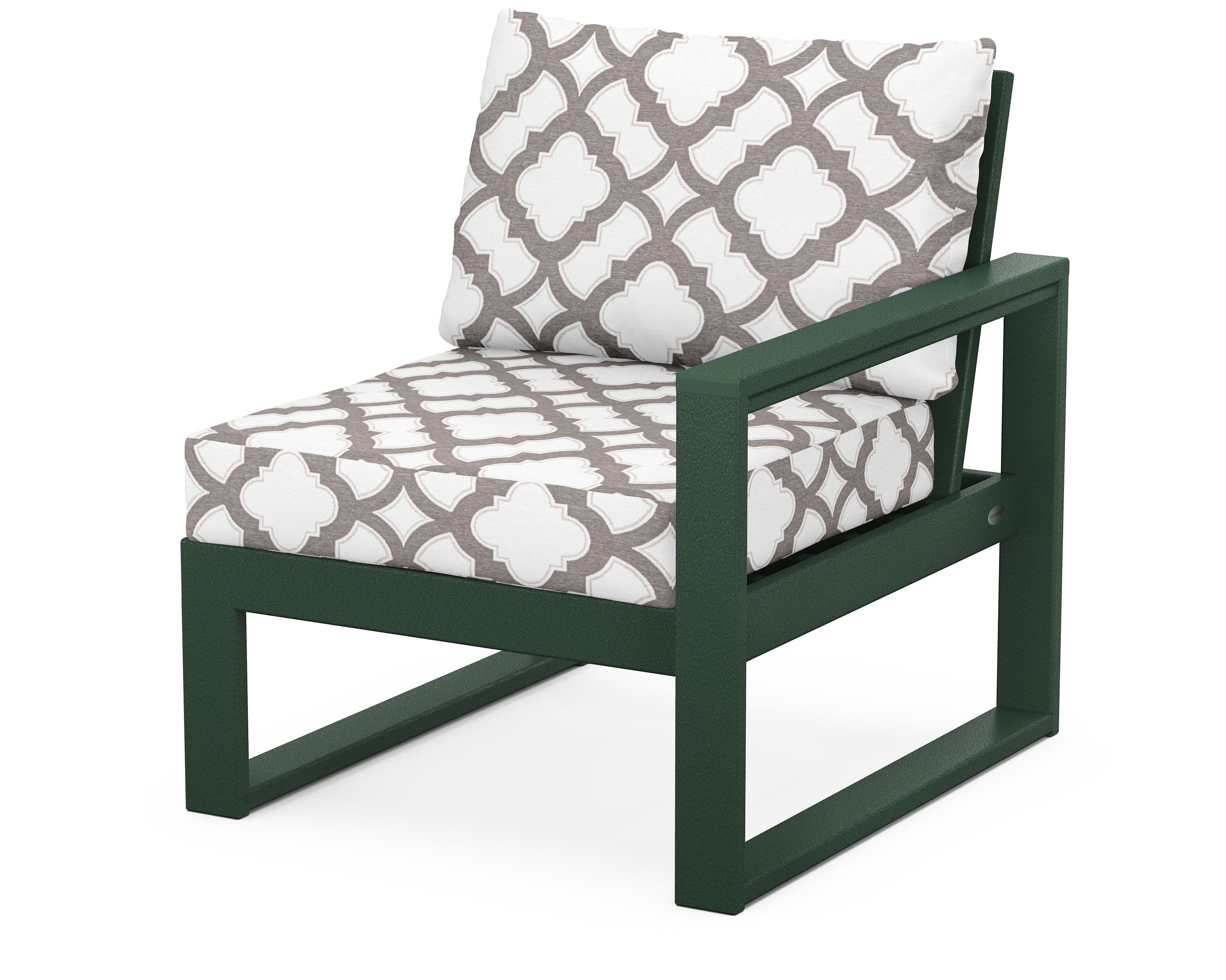POLYWOOD® EDGE Modular Right Arm Chair in Green / Trellis Grey Mist