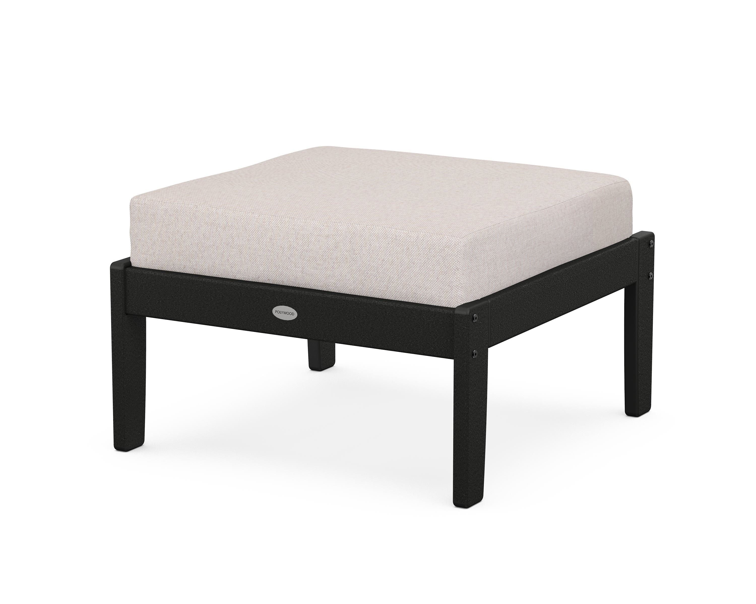 POLYWOOD® Braxton Deep Seating Ottoman in Black / Dune Burlap