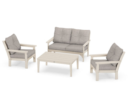 POLYWOOD® Vineyard 4-Piece Deep Seating Set in Sand / Weathered Tweed