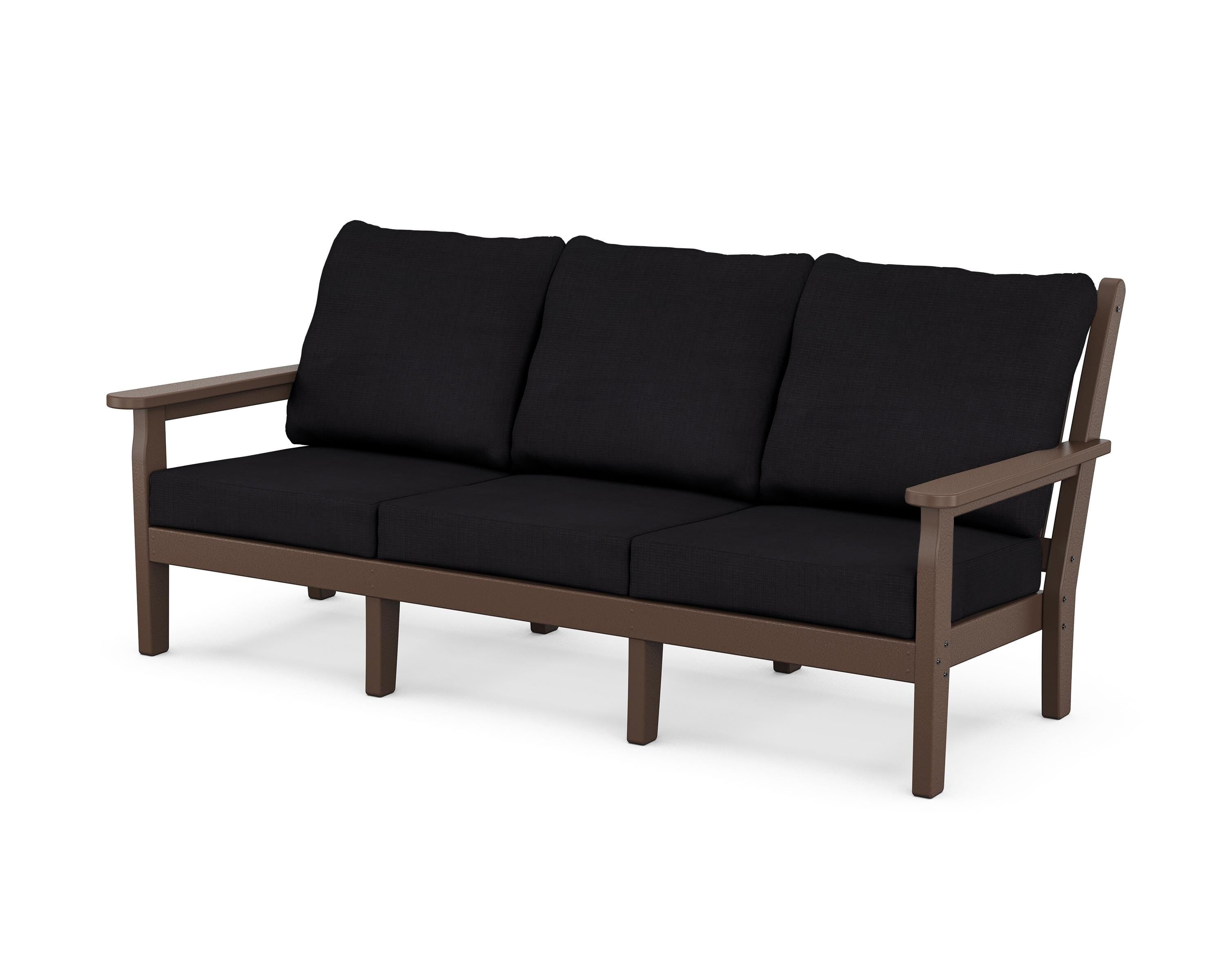 POLYWOOD® Chippendale Deep Seating Sofa in Mahogany / Midnight Linen