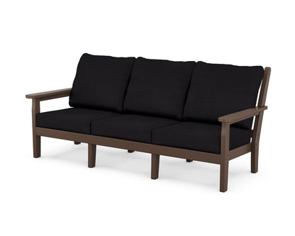 POLYWOOD® Chippendale Deep Seating Sofa in Mahogany / Midnight Linen