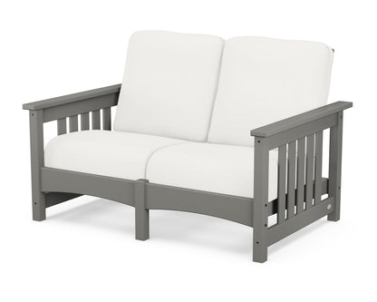 POLYWOOD® Club Mission Loveseat in Slate Grey / Natural Linen
