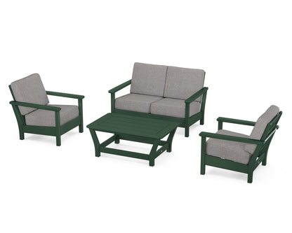POLYWOOD® Harbour 4-Piece Deep Seating Set in Green / Grey Mist