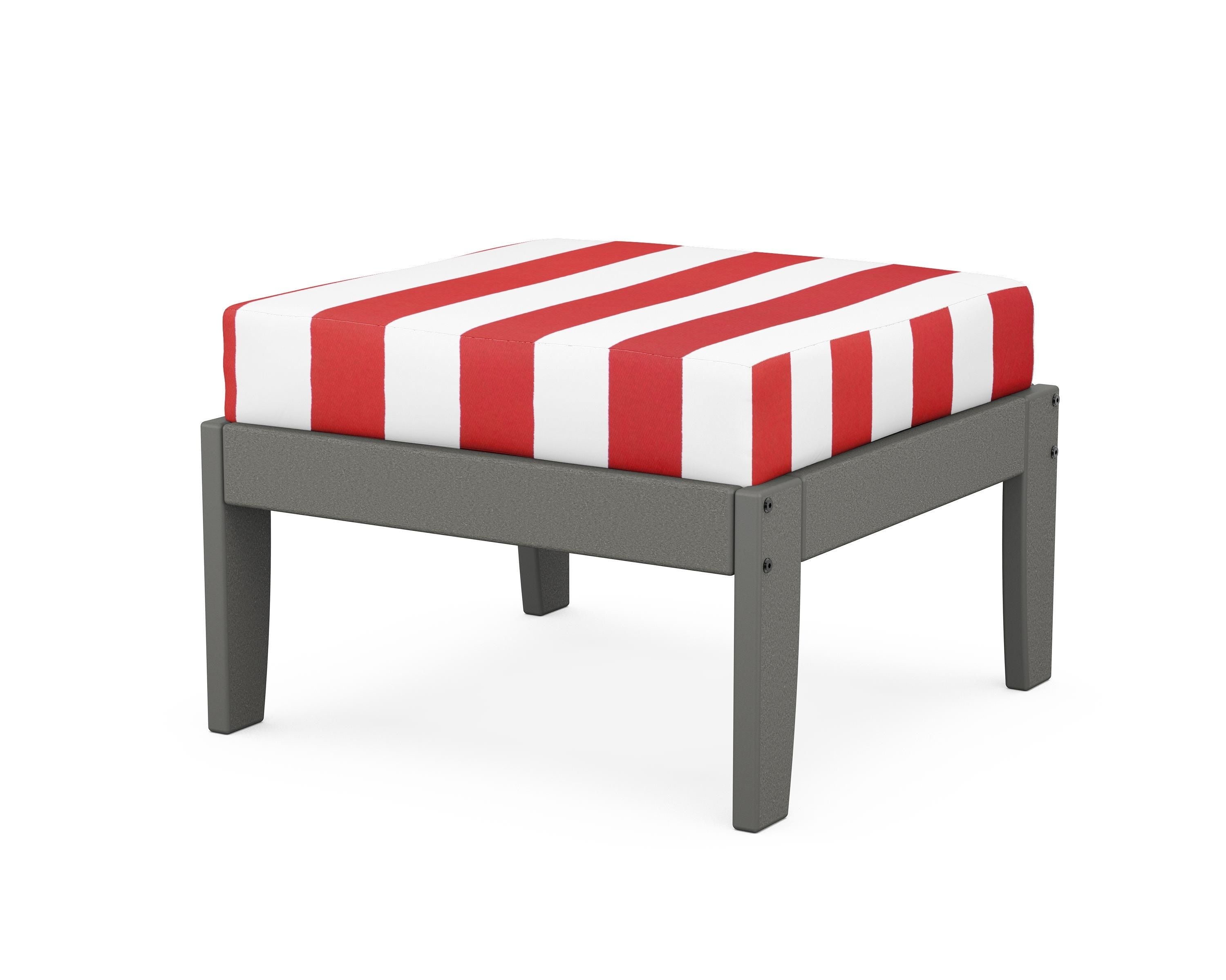 Unbranded Modular Ottoman - Classic in Slate Grey / Cabana Stripe Crimson