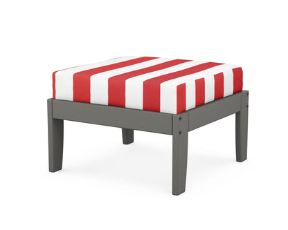 Unbranded Modular Ottoman - Classic in Slate Grey / Cabana Stripe Crimson