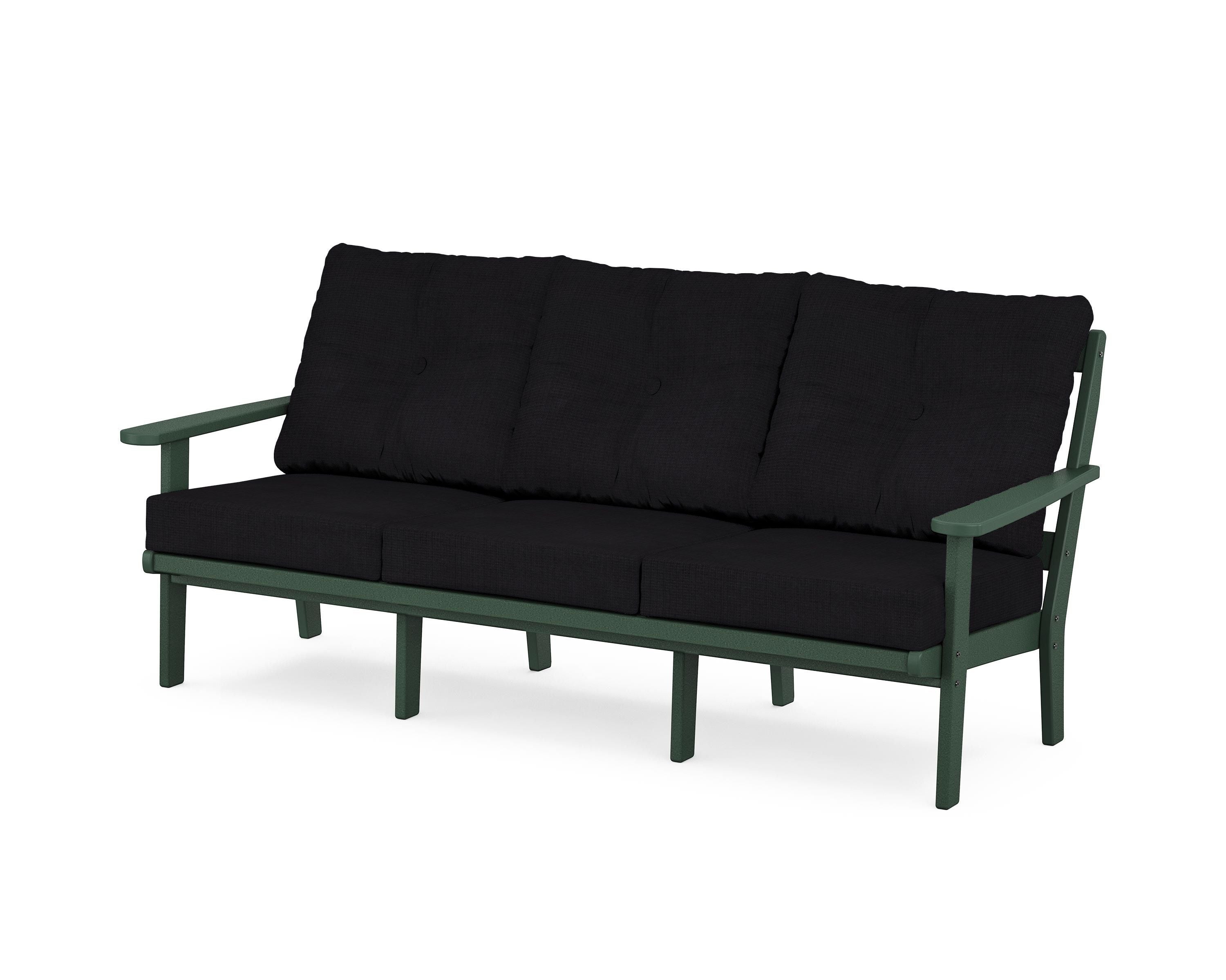 POLYWOOD® Mission Deep Seating Sofa in Green / Midnight Linen