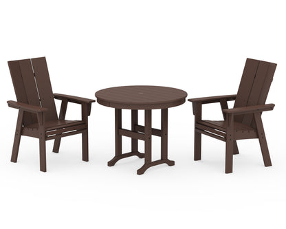 POLYWOOD® Modern Adirondack 3-Piece Round Dining Set in Mahogany