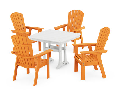 POLYWOOD® Nautical Adirondack 5-Piece Dining Set with Trestle Legs in Tangerine / White