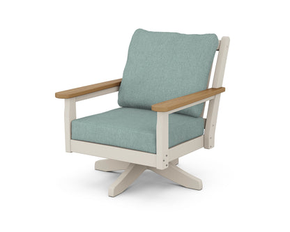 POLYWOOD® Chippendale Deep Seating Swivel Chair in Sand / Natural / Glacier Spa