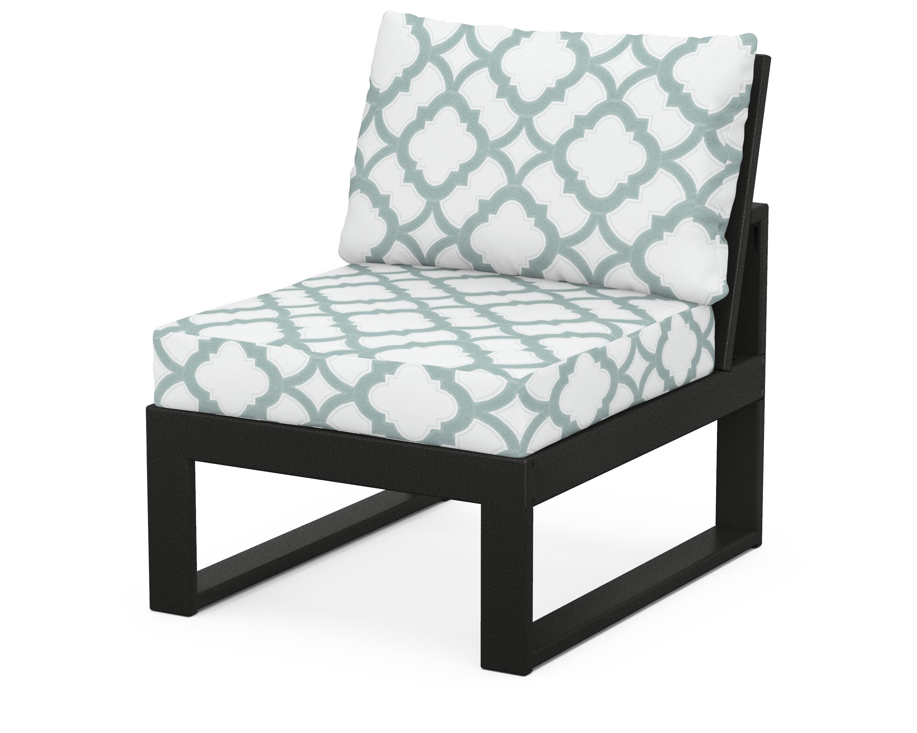 Unbranded Modular Armless Chair in Black / Trellis Glacier Spa