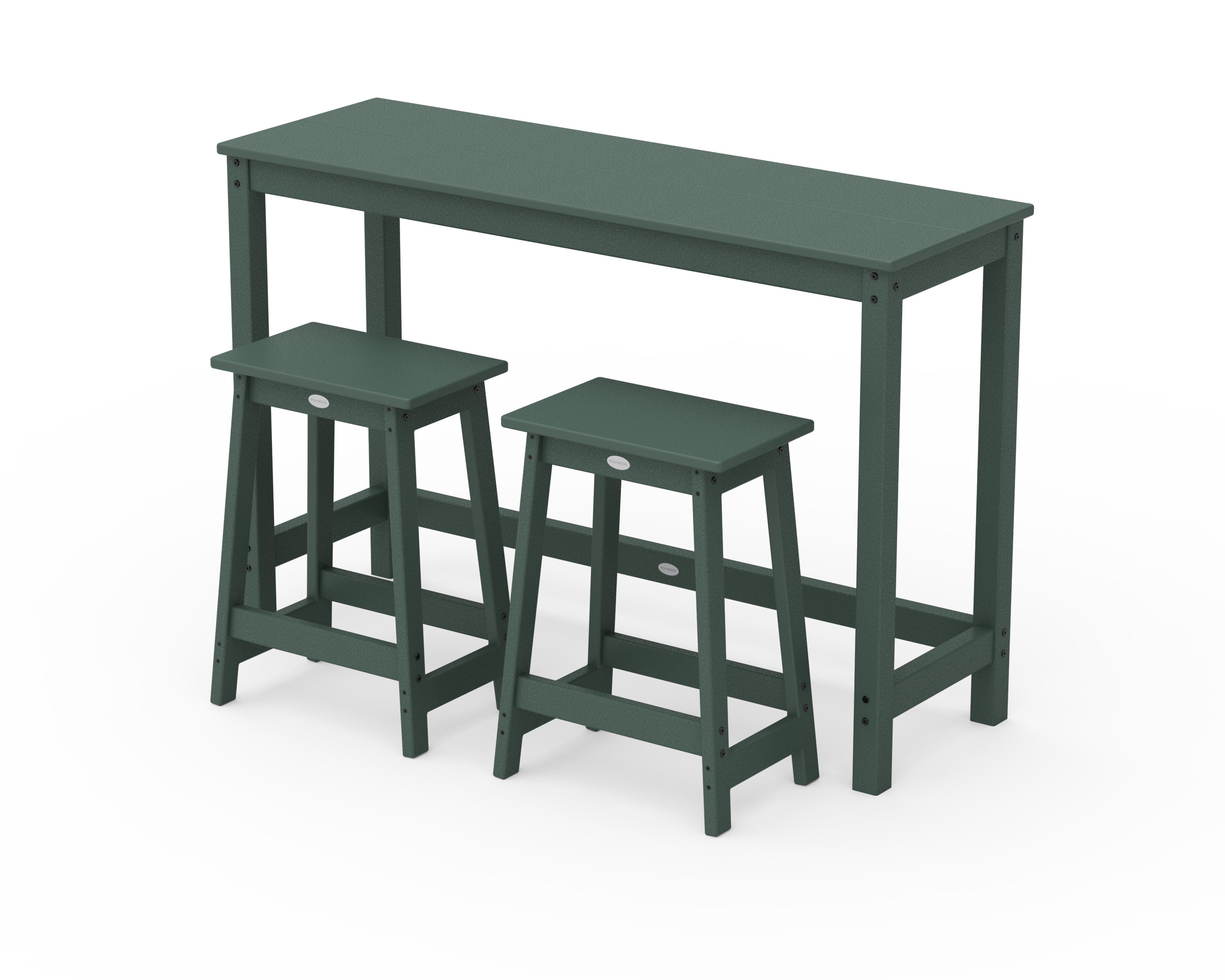 POLYWOOD® Modern Studio Stool 3-Piece Counter Balcony Set in Green
