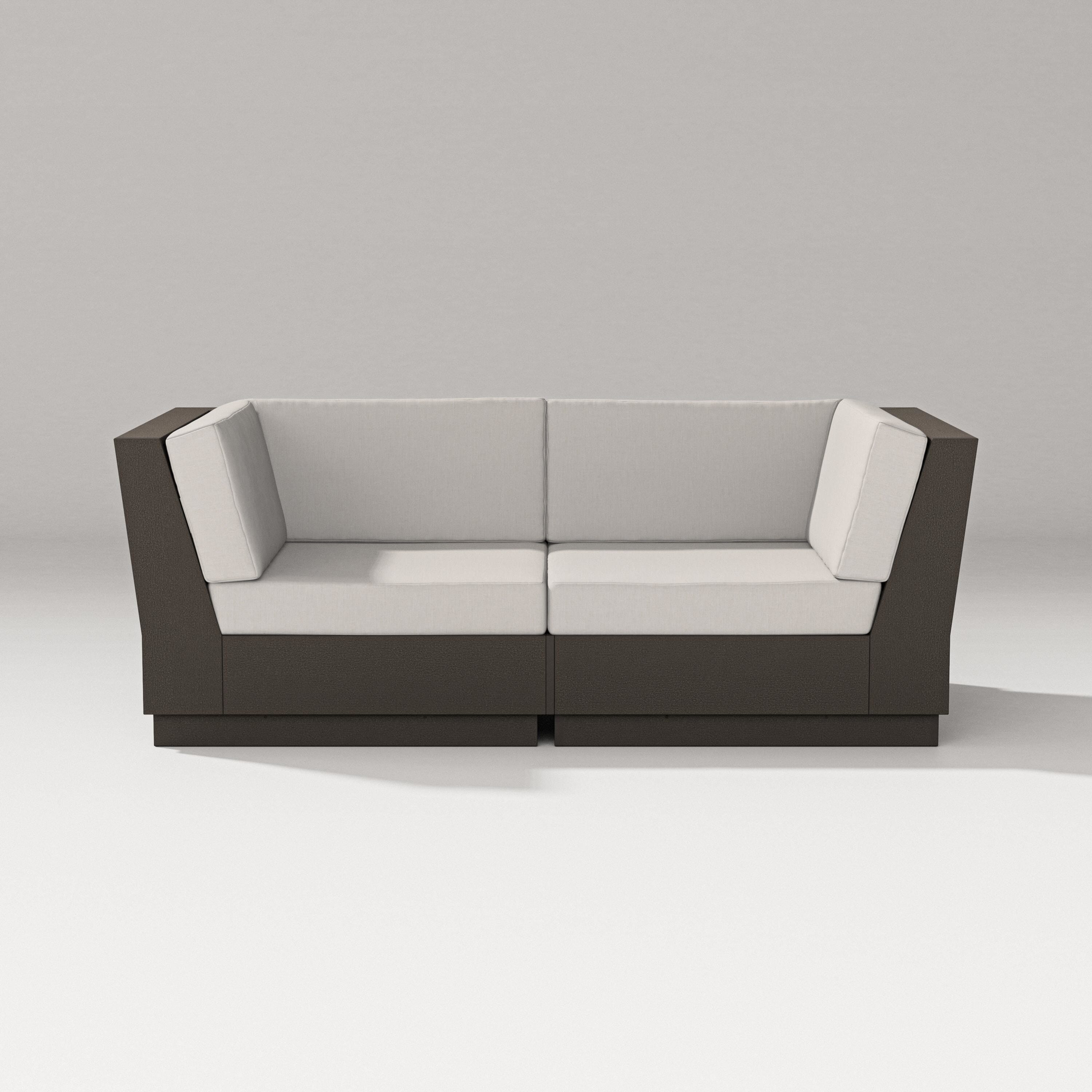 PW Designer Series Elevate Loveseat Sectional in Vintage Coffee / Cast Ash