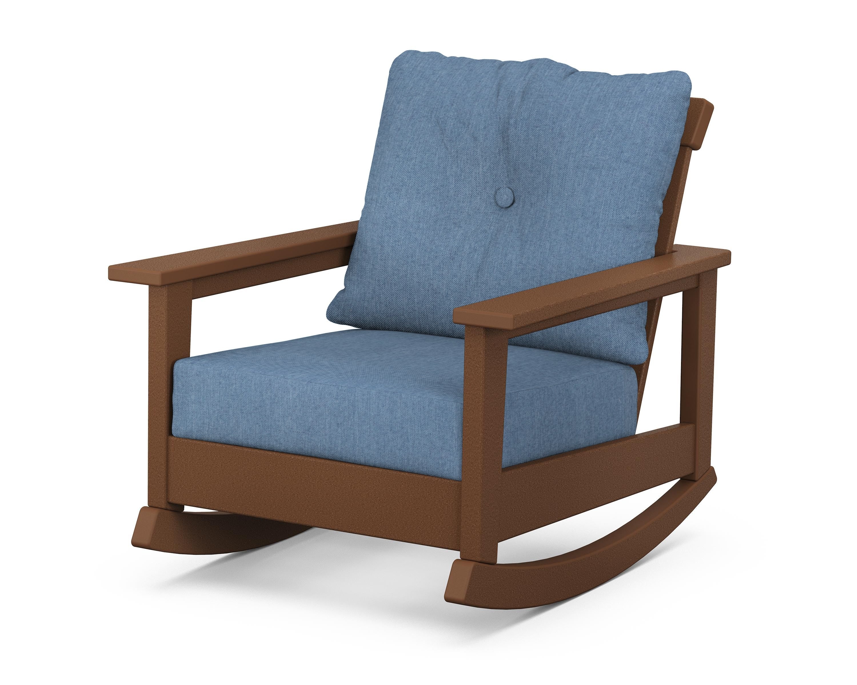 POLYWOOD® Prescott Deep Seating Rocking Chair in Teak / Sky Blue