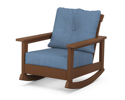 POLYWOOD® Prescott Deep Seating Rocking Chair in Teak / Sky Blue