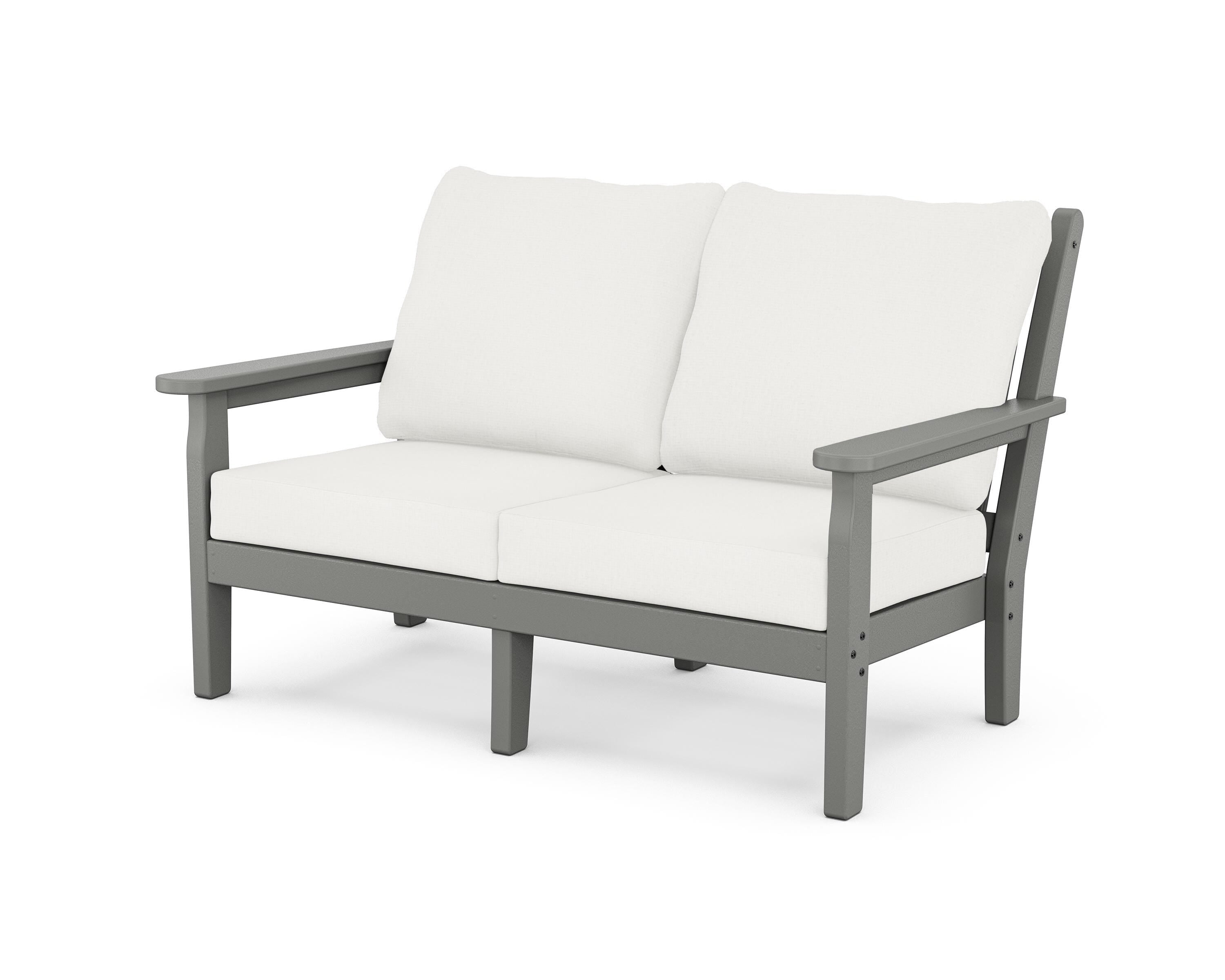 POLYWOOD® Chippendale Deep Seating Loveseat in Slate Grey / Natural Linen