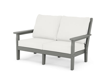 POLYWOOD® Chippendale Deep Seating Loveseat in Slate Grey / Natural Linen