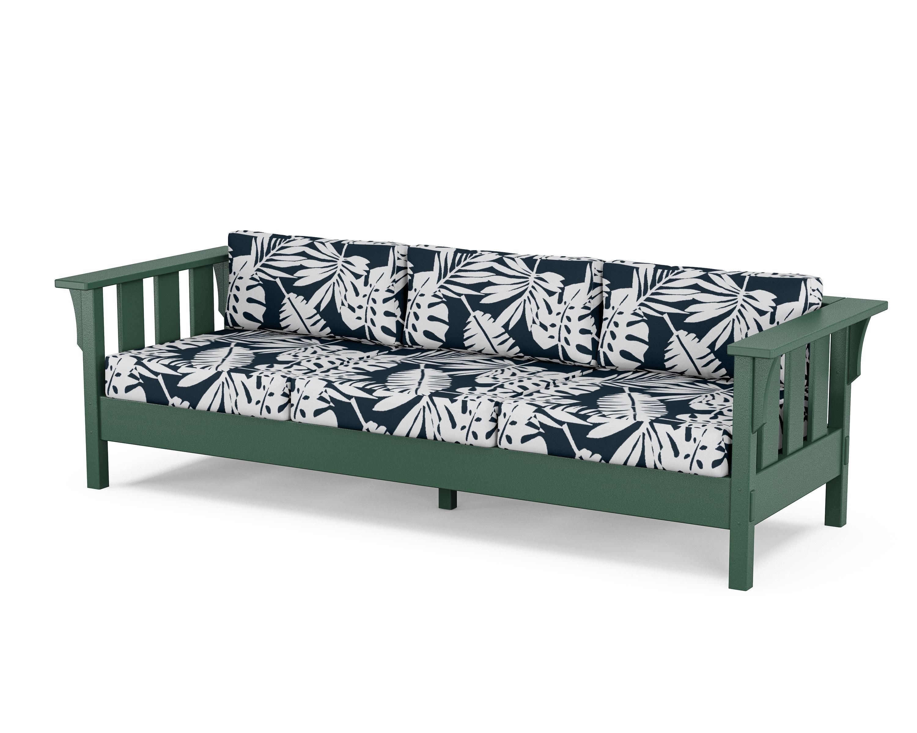 Martha Stewart by POLYWOOD® Acadia Deep Seating Sofa in Green / Leaf Marine Indigo