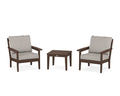Country Living Cottage 3-Piece Deep Seating Set in Mahogany / Weathered Tweed