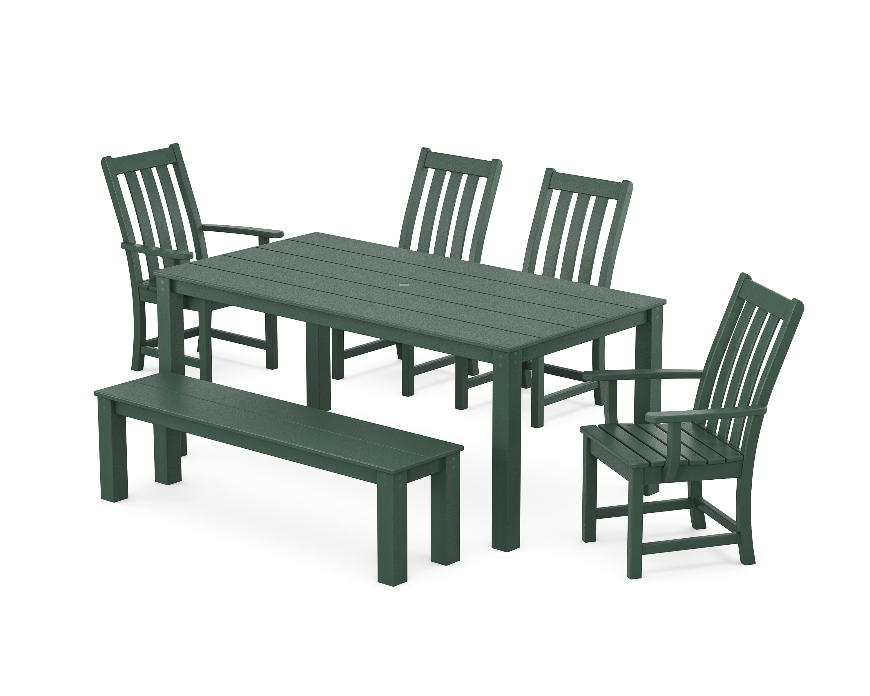 POLYWOOD® Vineyard 6-Piece Parsons Dining Set with Bench in Green