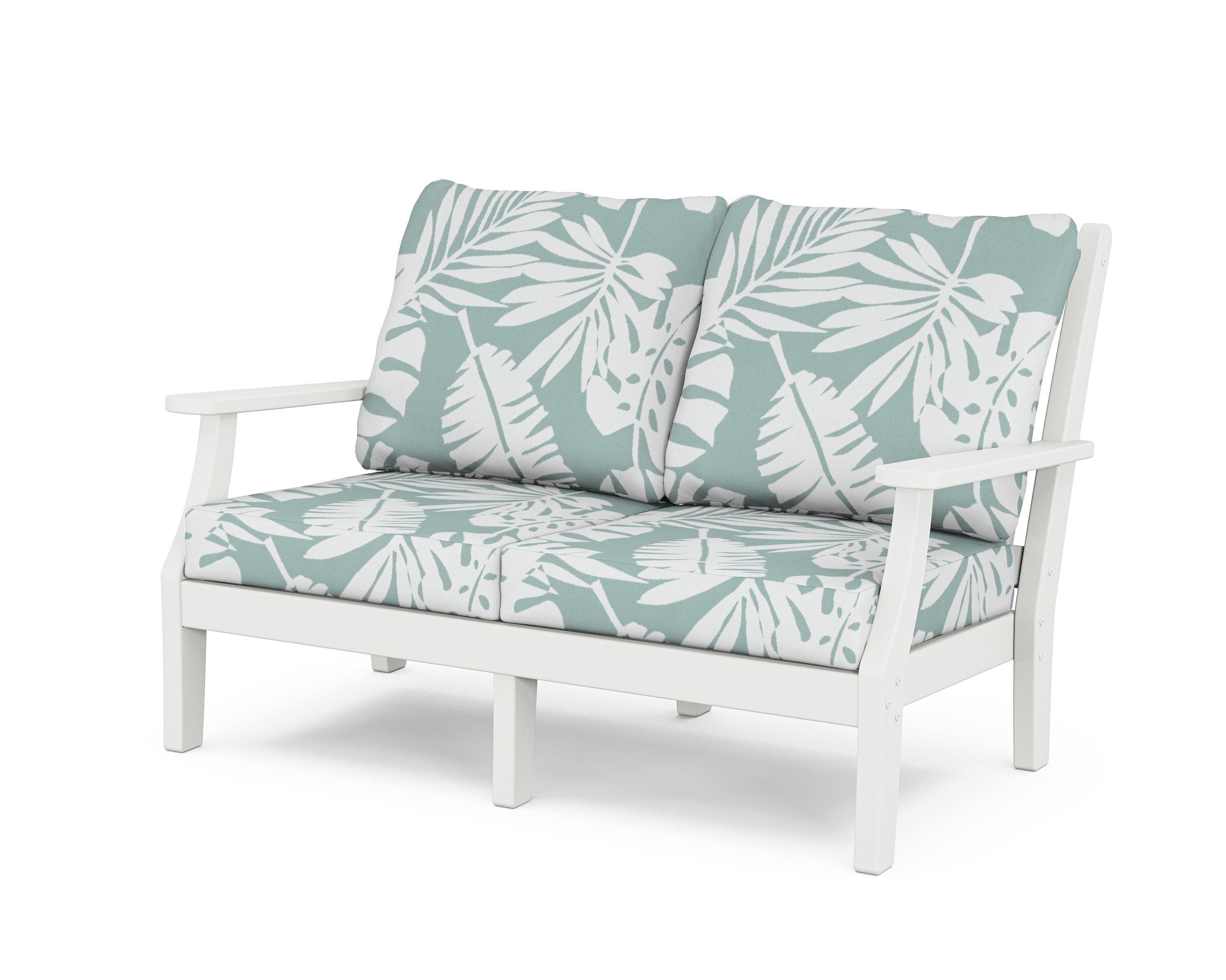 Country Living Wovendale Deep Seating Loveseat in White / Leaf Glacier Spa