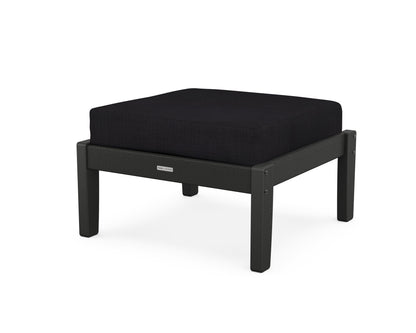 Martha Stewart by POLYWOOD® Chinoiserie Deep Seating Ottoman in Black / Midnight Linen