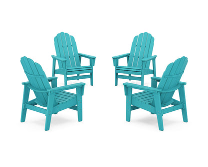 POLYWOOD® 4-Piece Vineyard Grand Upright Adirondack Chair Conversation Set in Aruba
