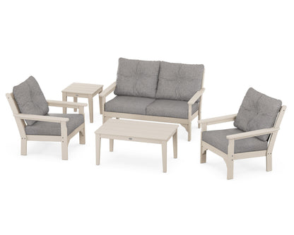 POLYWOOD® Vineyard 5-Piece Deep Seating Set in Sand / Grey Mist
