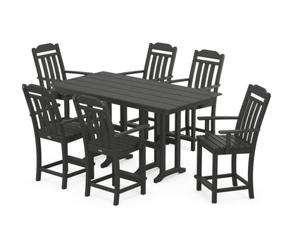 Country Living Cottage Arm Chair 7-Piece Farmhouse Counter Set in Black