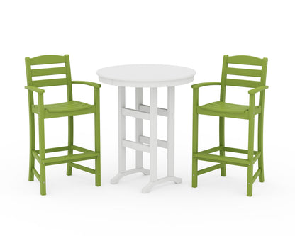 POLYWOOD® La Casa Café 3-Piece Round Farmhouse Bar Set in Lime / White