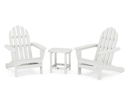 POLYWOOD® Classic Adirondack 3-Piece Set with South Beach 18" Side Table in White