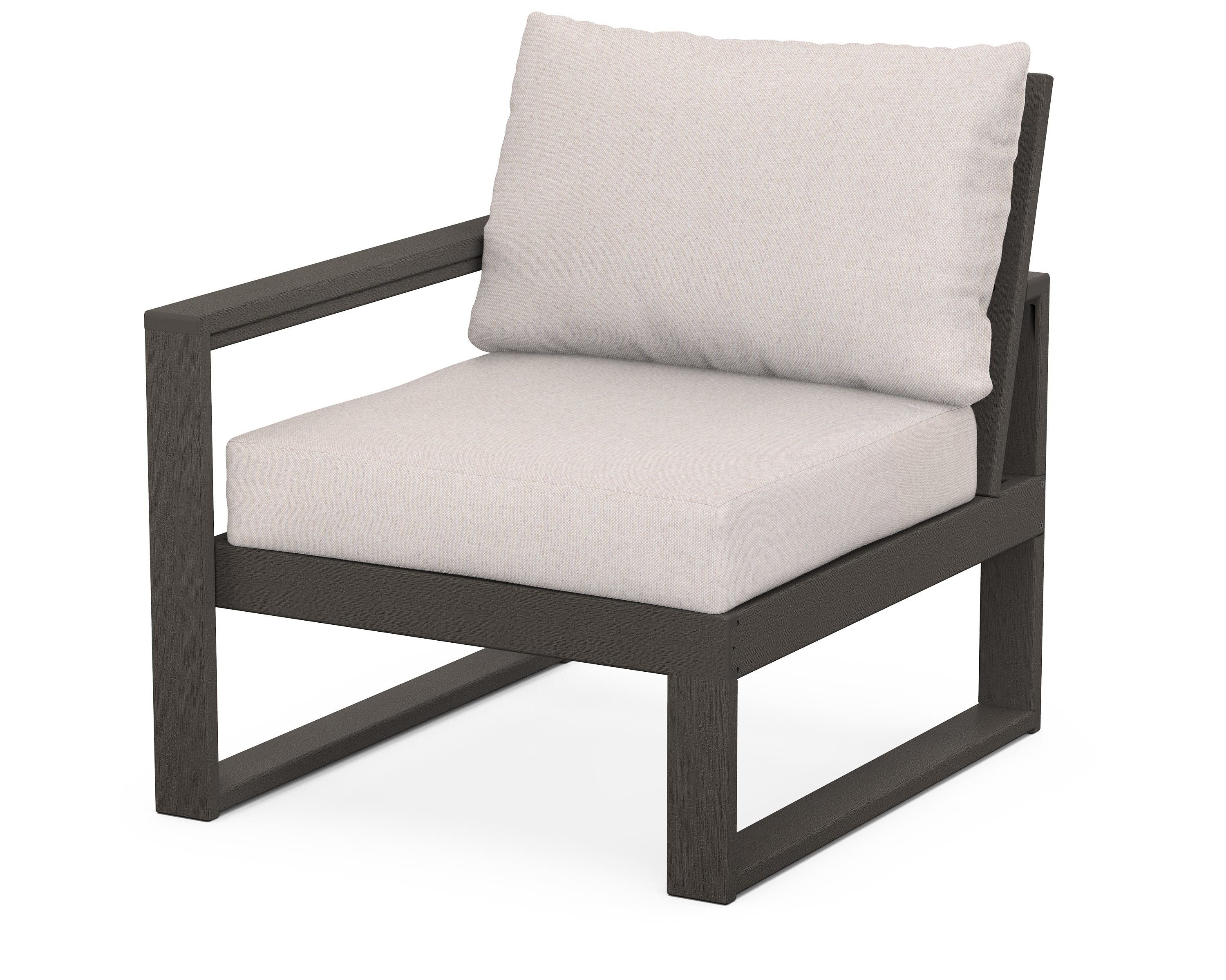 POLYWOOD® EDGE Modular Left Arm Chair in Vintage Coffee / Dune Burlap