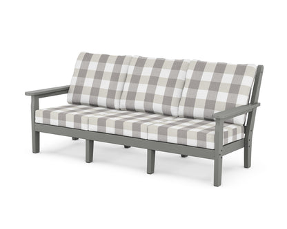 POLYWOOD® Chippendale Deep Seating Sofa in Slate Grey / Buffalo Plaid Grey Mist