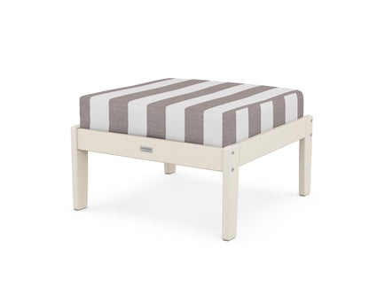 Country Living Cottage Deep Seating Ottoman in Sand / Cabana Stripe Grey Mist