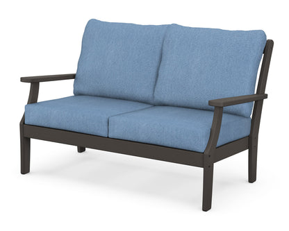 POLYWOOD® Braxton Deep Seating Loveseat in Vintage Coffee / Sky Blue