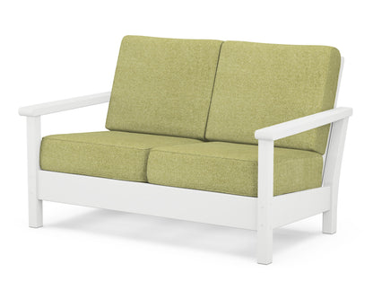 POLYWOOD® Harbour Deep Seating Loveseat in White / Chartreuse Boucle