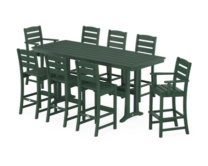 POLYWOOD® Lakeside 9-Piece Bar Set with Trestle Legs in Green