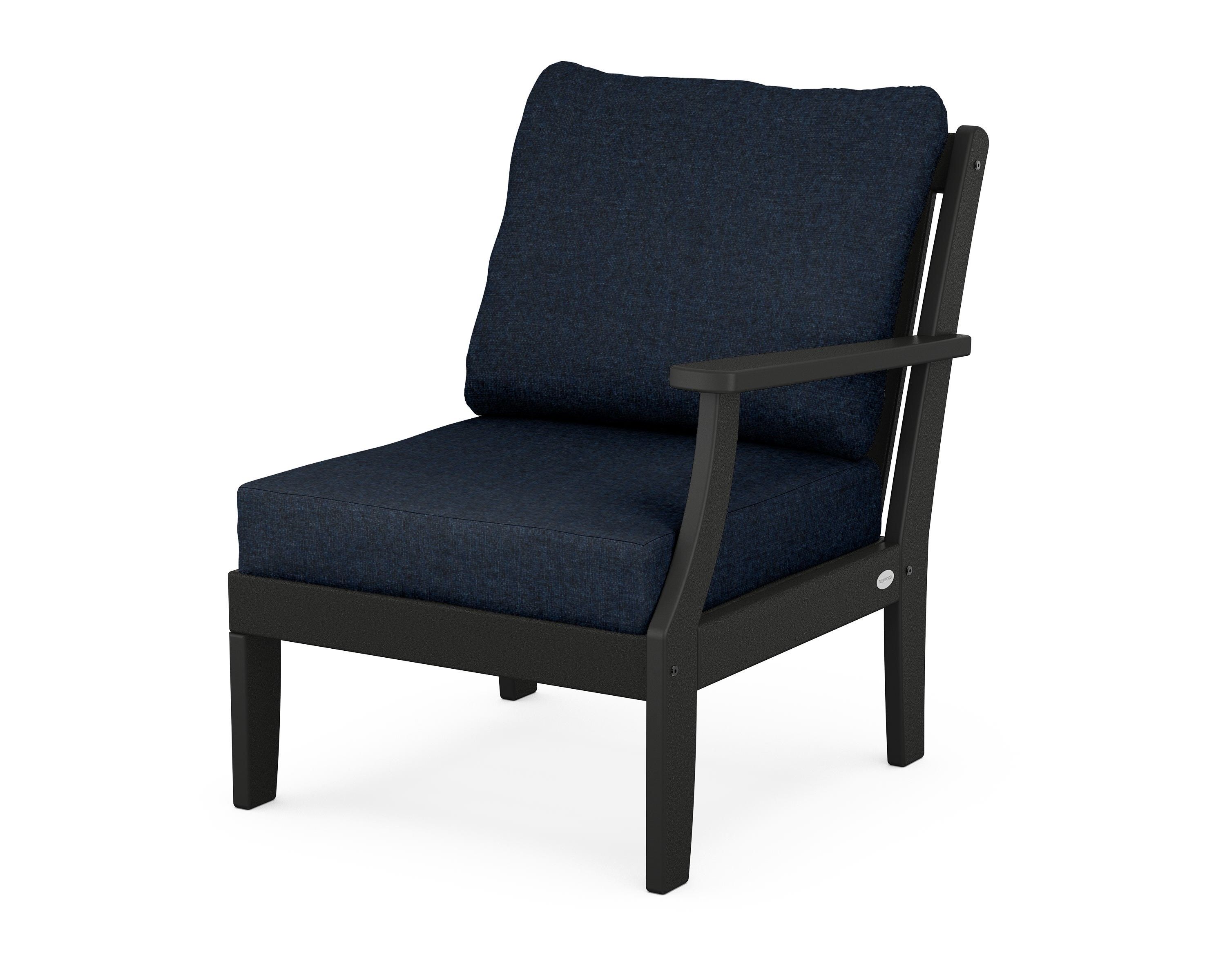 POLYWOOD® Braxton Modular Right Arm Chair in Black / Marine Indigo
