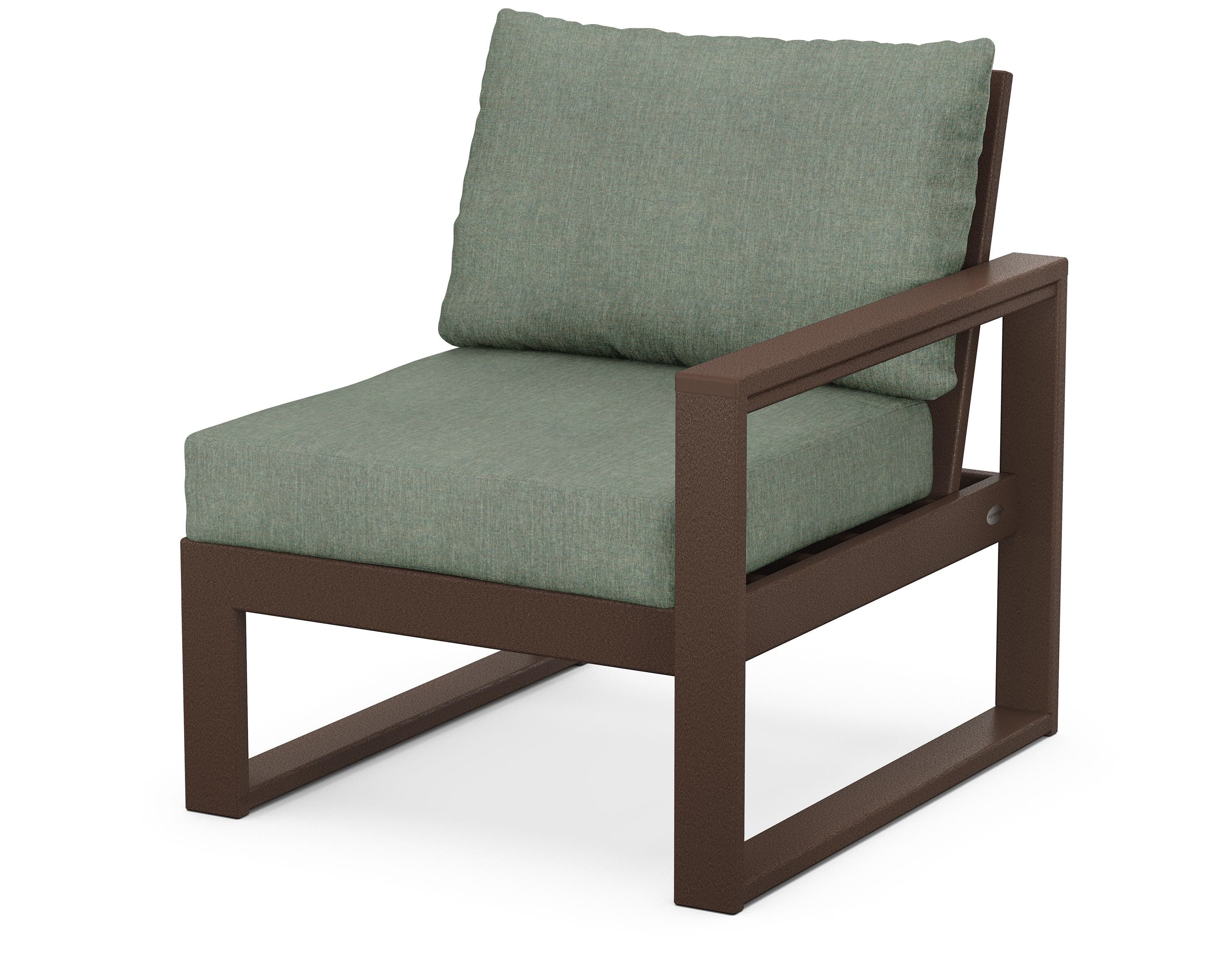 POLYWOOD® EDGE Modular Right Arm Chair in Mahogany / Cast Sage
