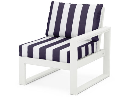 POLYWOOD® EDGE Modular Right Arm Chair in Vintage White / Cabana Stripe Navy