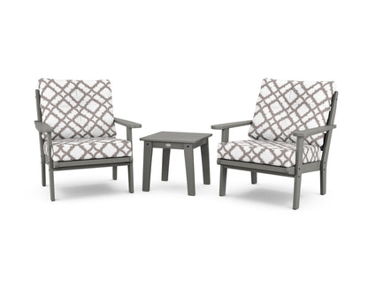 POLYWOOD® Lakeside 3-Piece Deep Seating Chair Set in Slate Grey / Trellis Grey Mist