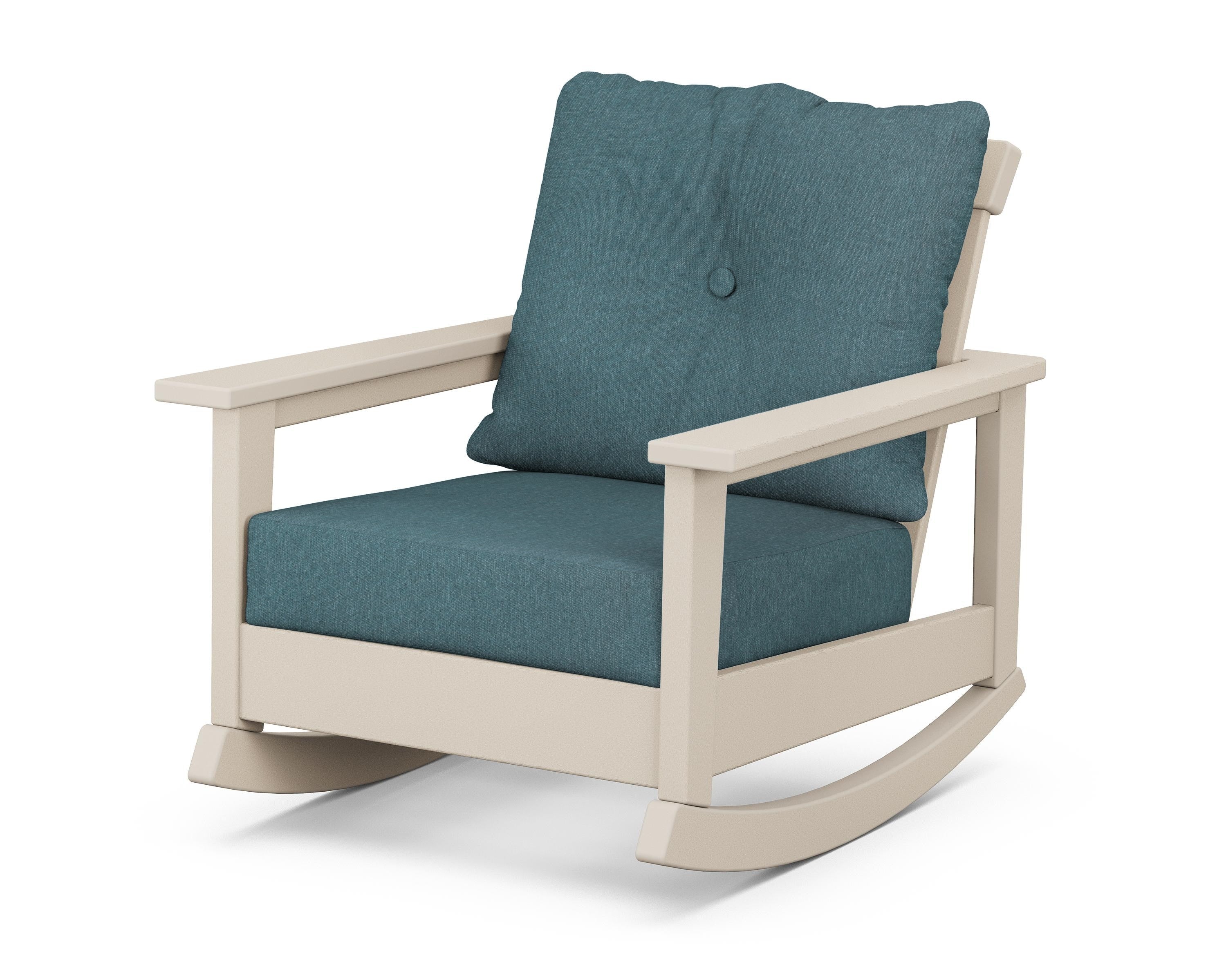 POLYWOOD® Prescott Deep Seating Rocking Chair in Sand / Ocean Teal