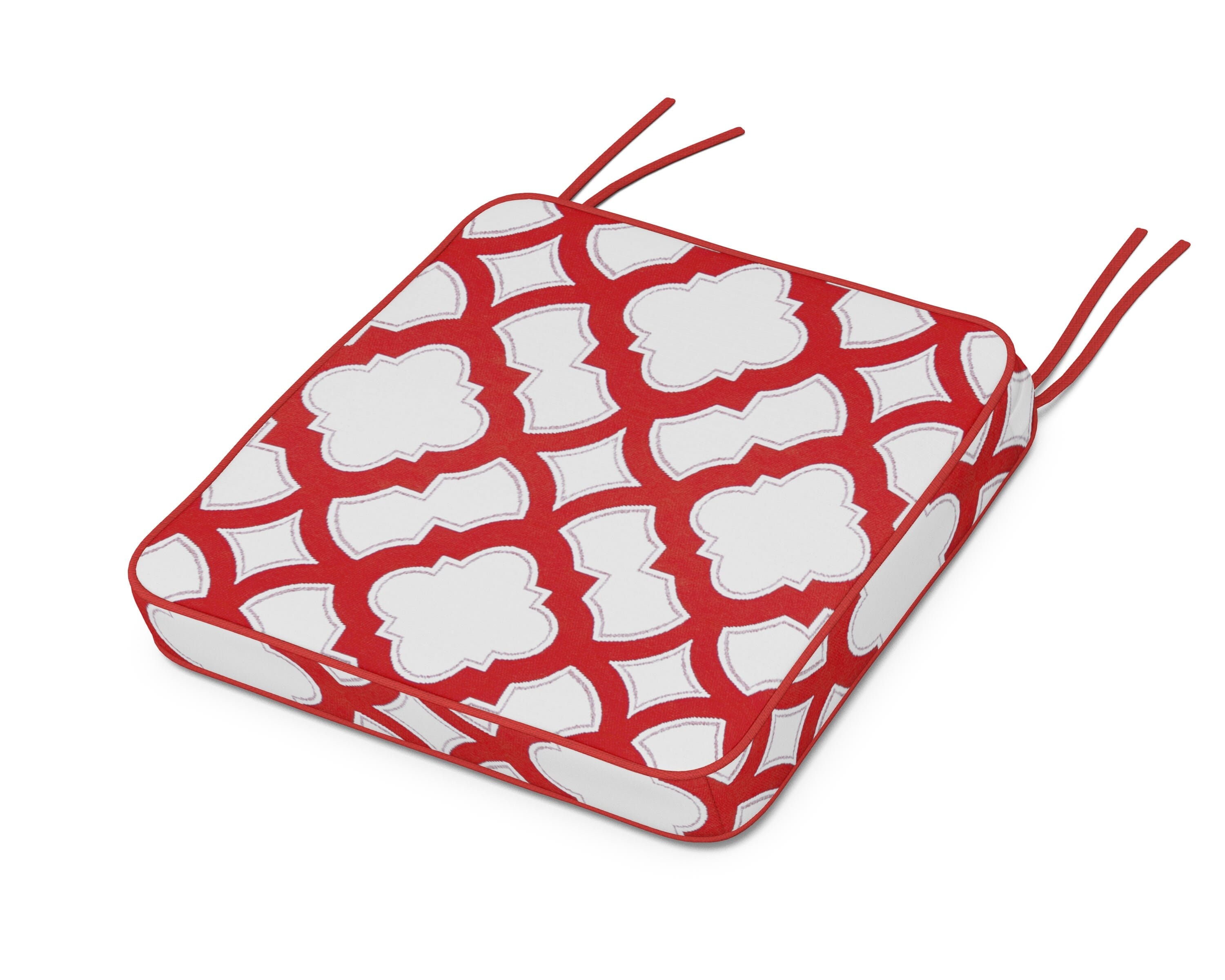 Martha Stewart by POLYWOOD® Chinoiserie Side Chair Seat Cushion in Trellis Crimson