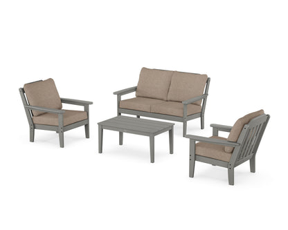 Country Living Cottage 4-Piece Deep Seating Set with Loveseat in Slate Grey / Spiced Burlap