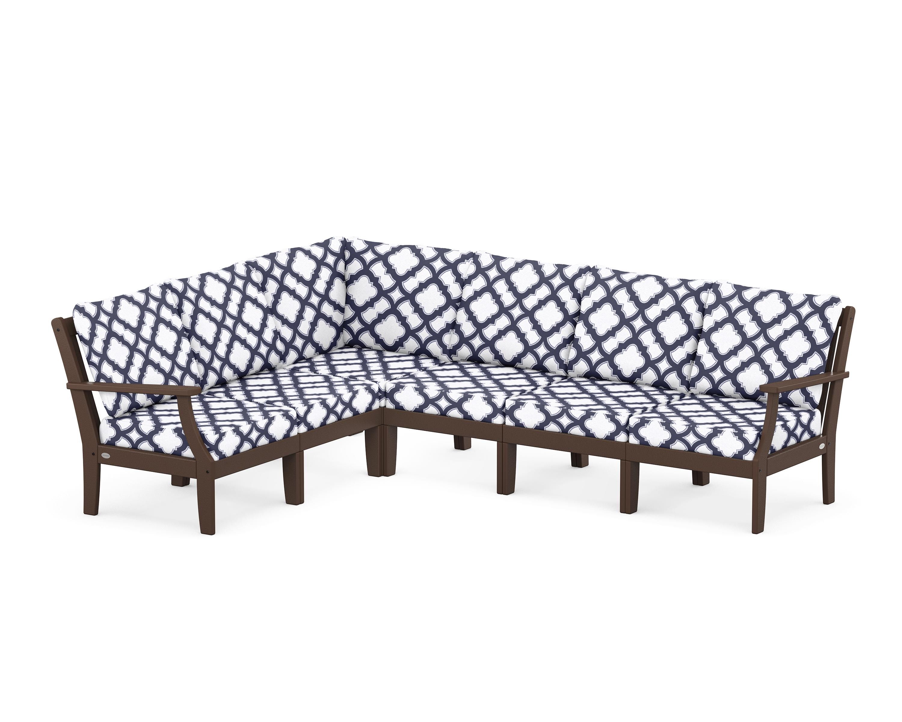 POLYWOOD® Braxton Modular 6-Piece Deep Seating Set in Mahogany / Trellis Navy