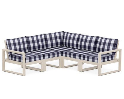 POLYWOOD® EDGE 5-Piece Modular Deep Seating Set in Sand / Buffalo Plaid Navy