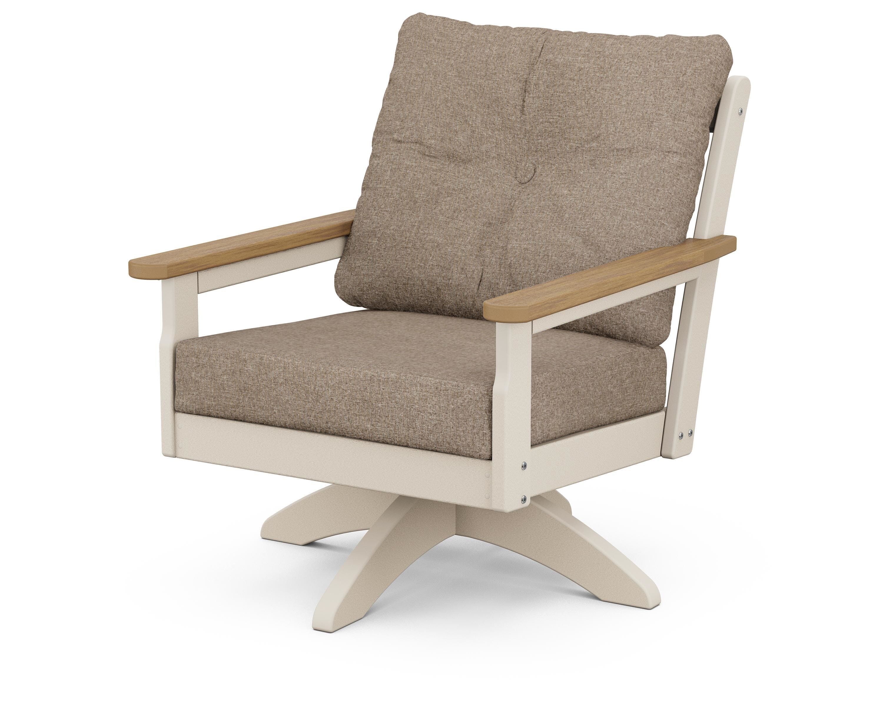 POLYWOOD® Vineyard Deep Seating Swivel Chair in Sand / Natural / Spiced Burlap
