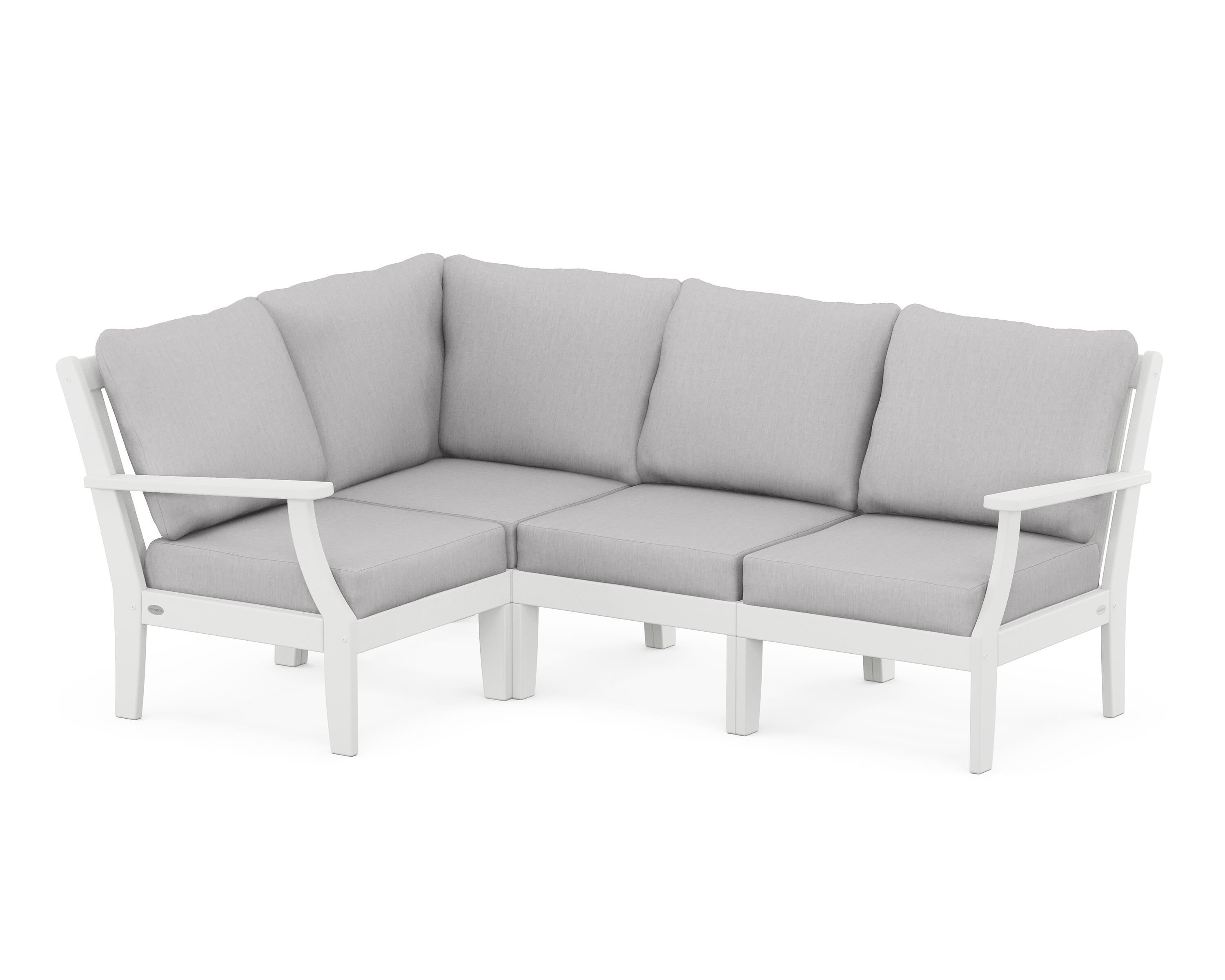 POLYWOOD® Braxton Modular 4-Piece Deep Seating Set in White / Granite