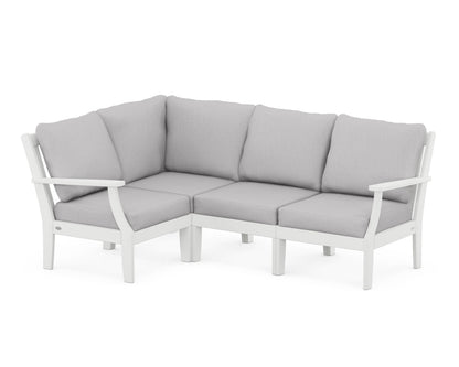 POLYWOOD® Braxton Modular 4-Piece Deep Seating Set in White / Granite