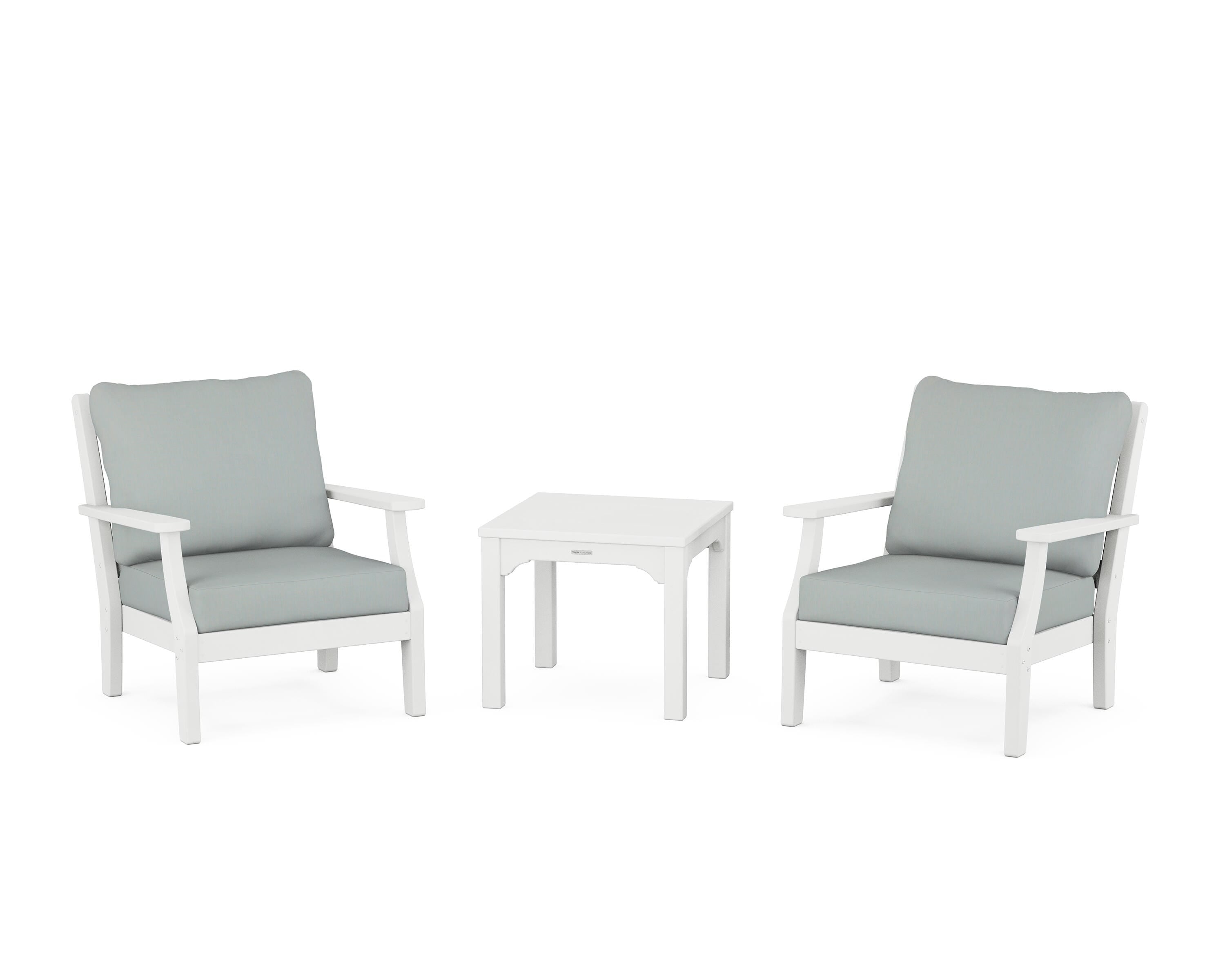Martha Stewart by POLYWOOD® Chinoiserie 3-Piece Deep Seating Set in White / Spa